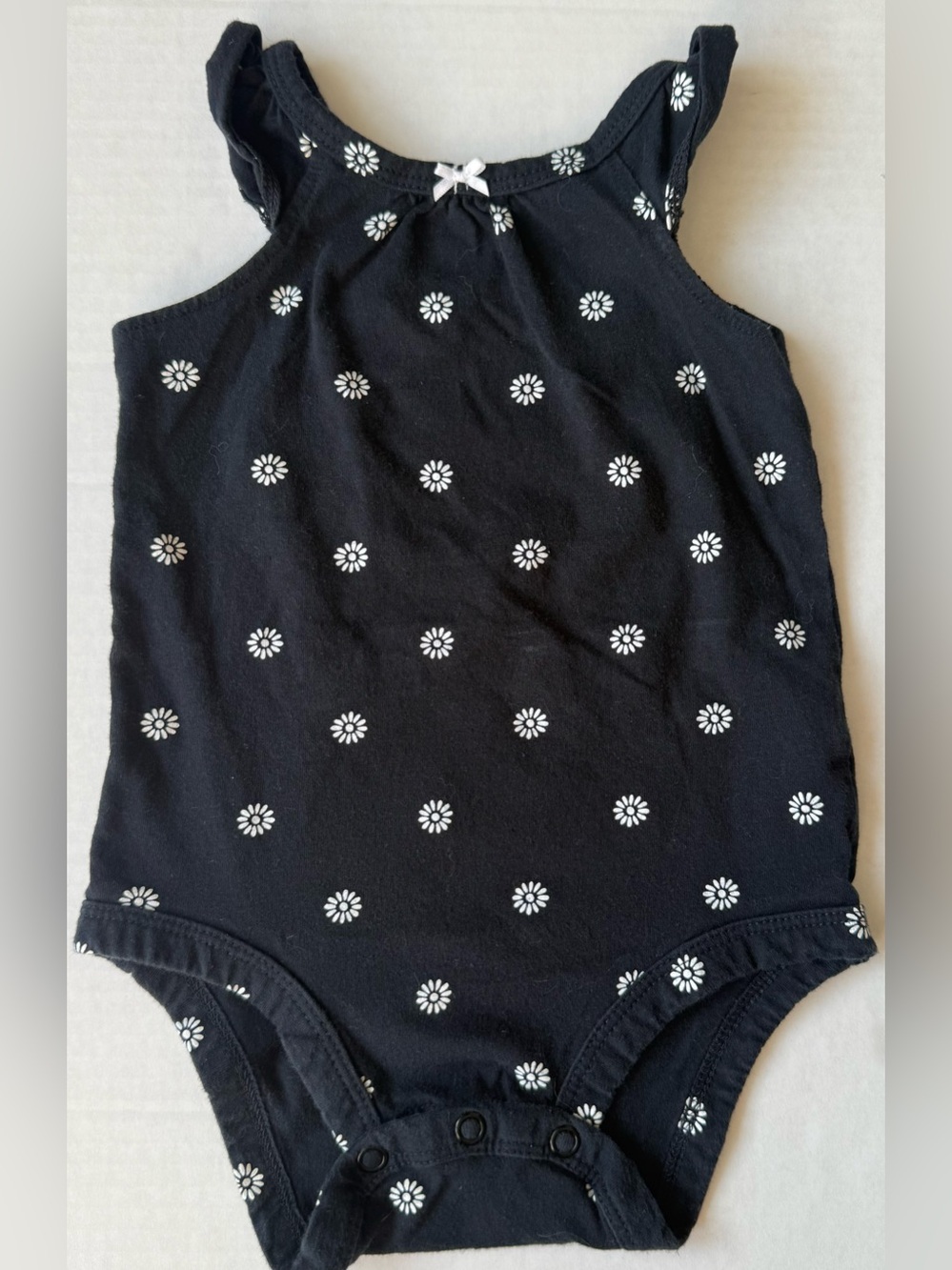 Girls Black Daisy Print Tank Bodysuit